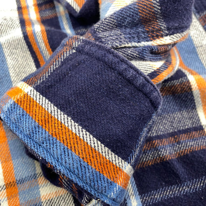 【中古品】【メンズ】 USA製 FLANNEL WORK SHIRT フランネル ワーク シャツ トップス　長袖 140-260410-ya-14-izu サイズ：XS カラー：ネイビー 万代Net店