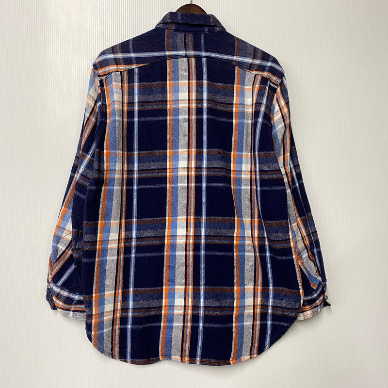 【中古品】【メンズ】 USA製 FLANNEL WORK SHIRT フランネル ワーク シャツ トップス　長袖 140-260410-ya-14-izu サイズ：XS カラー：ネイビー 万代Net店
