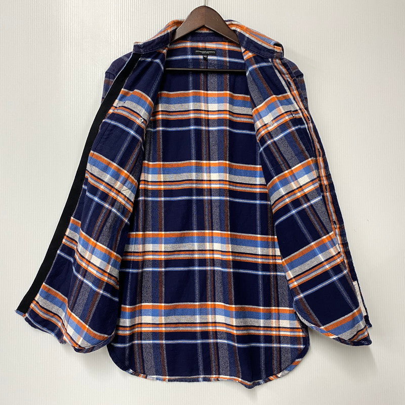 【中古品】【メンズ】 USA製 FLANNEL WORK SHIRT フランネル ワーク シャツ トップス　長袖 140-260410-ya-14-izu サイズ：XS カラー：ネイビー 万代Net店