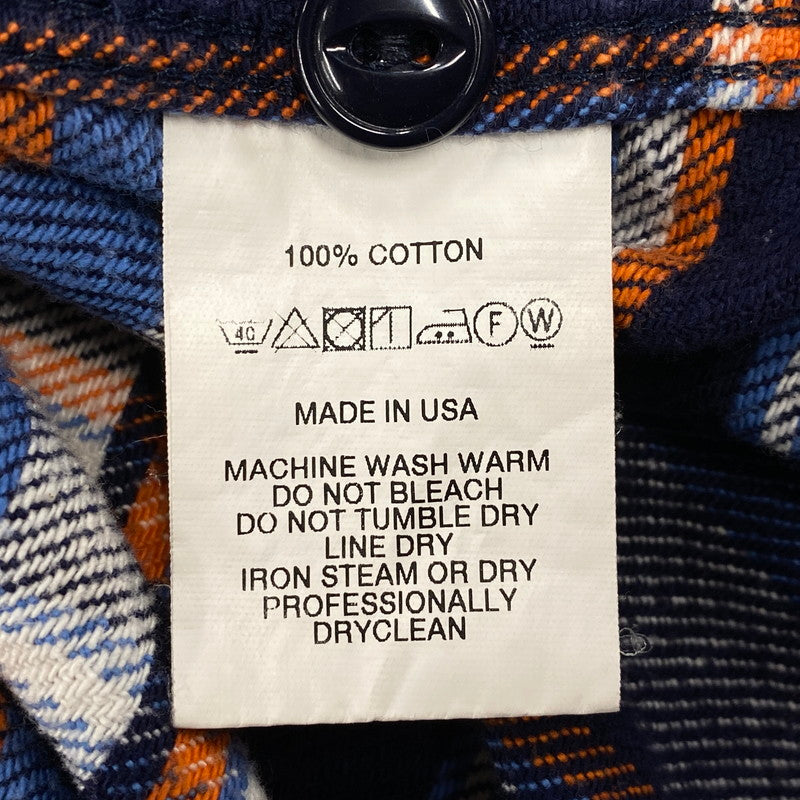【中古品】【メンズ】 USA製 FLANNEL WORK SHIRT フランネル ワーク シャツ トップス　長袖 140-260410-ya-14-izu サイズ：XS カラー：ネイビー 万代Net店