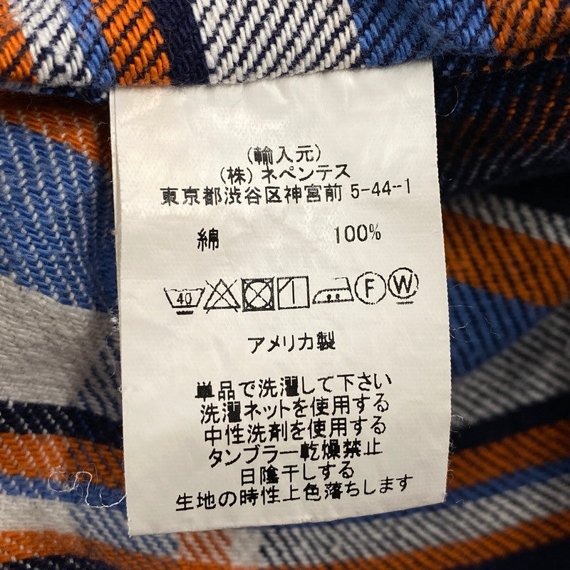 【中古品】【メンズ】 USA製 FLANNEL WORK SHIRT フランネル ワーク シャツ トップス　長袖 140-260410-ya-14-izu サイズ：XS カラー：ネイビー 万代Net店