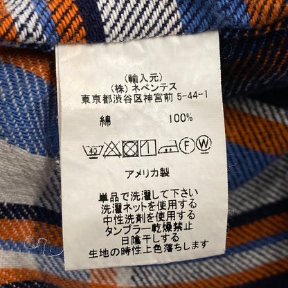 【中古品】【メンズ】 USA製 FLANNEL WORK SHIRT フランネル ワーク シャツ トップス　長袖 140-260410-ya-14-izu サイズ：XS カラー：ネイビー 万代Net店