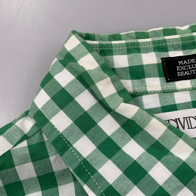 【中古品】【メンズ】 BEAUTY&YOUTH ビューティーアンドユース 別注 USA製 GINGHAM CHECK ギンガムチェック BD ボタンダウン L/S SHIRT ロングスリーブ シャツ トップス 長袖 141-260410-ya-02-izu サイズ：16-33 カラー：WHITE×GREEN 万代Net店