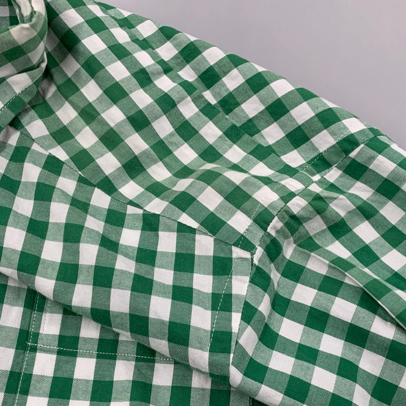 【中古品】【メンズ】 BEAUTY&YOUTH ビューティーアンドユース 別注 USA製 GINGHAM CHECK ギンガムチェック BD ボタンダウン L/S SHIRT ロングスリーブ シャツ トップス 長袖 141-260410-ya-02-izu サイズ：16-33 カラー：WHITE×GREEN 万代Net店