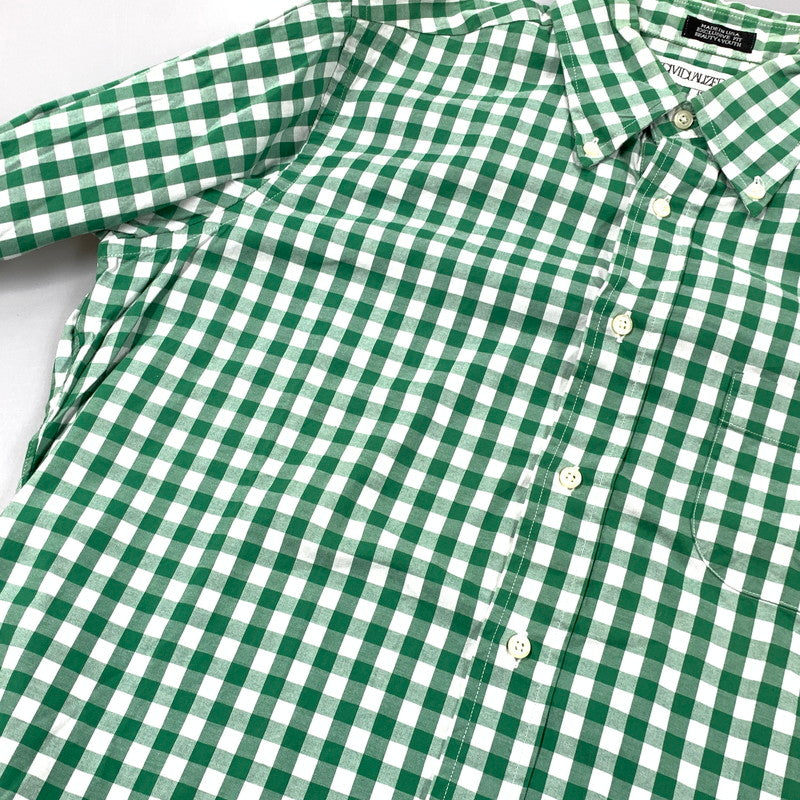 【中古品】【メンズ】 BEAUTY&YOUTH ビューティーアンドユース 別注 USA製 GINGHAM CHECK ギンガムチェック BD ボタンダウン L/S SHIRT ロングスリーブ シャツ トップス 長袖 141-260410-ya-02-izu サイズ：16-33 カラー：WHITE×GREEN 万代Net店