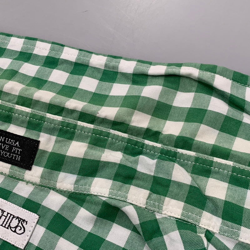 【中古品】【メンズ】 BEAUTY&YOUTH ビューティーアンドユース 別注 USA製 GINGHAM CHECK ギンガムチェック BD ボタンダウン L/S SHIRT ロングスリーブ シャツ トップス 長袖 141-260410-ya-02-izu サイズ：16-33 カラー：WHITE×GREEN 万代Net店