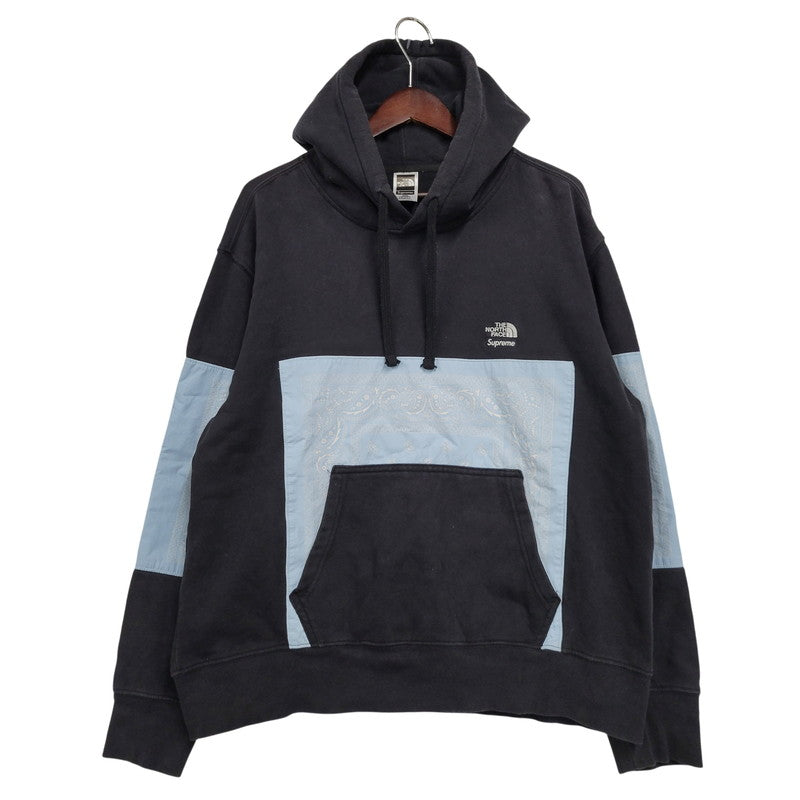 【現状渡し品】【メンズ】 Supreme シュプリーム × THE NORTH FACE ザノースフェイス BANDANA HOODED SWEATSHIRT NT02208I バンダナ フーデッド スウェットシャツ パーカー 149-260412-as-01-izu サイズ：L カラー：ブラック 万代Net店