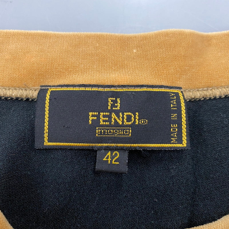 【中古品】【レディース】 FENDI フェンディ イタリア製 VELOR LS TEE ベロア ロングスリーブ Tシャツ トップス 長袖 168-260413-ya-03-izu サイズ：42 カラー：BLACK 万代Net店