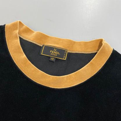 【中古品】【レディース】 FENDI フェンディ イタリア製 VELOR LS TEE ベロア ロングスリーブ Tシャツ トップス 長袖 168-260413-ya-03-izu サイズ：42 カラー：BLACK 万代Net店