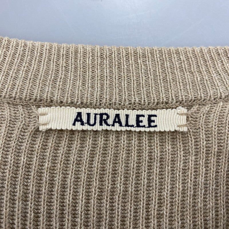 【中古品】【メンズ】 AURALEE オーラリー A21SP02CA FLAT YARN RIB KNIT PO フラット ヤーン リブ ニット プルオーバー トップス 140-260412-kh-08-izu サイズ：3 カラー：ベージュ 万代Net店