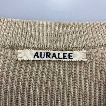 【中古品】【メンズ】 AURALEE オーラリー A21SP02CA FLAT YARN RIB KNIT PO フラット ヤーン リブ ニット プルオーバー トップス 140-260412-kh-08-izu サイズ：3 カラー：ベージュ 万代Net店