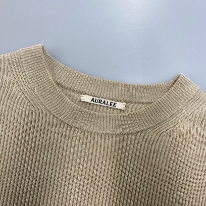 【中古品】【メンズ】 AURALEE オーラリー A21SP02CA FLAT YARN RIB KNIT PO フラット ヤーン リブ ニット プルオーバー トップス 140-260412-kh-08-izu サイズ：3 カラー：ベージュ 万代Net店