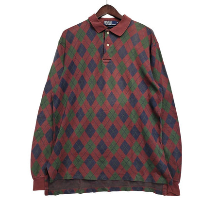 【現状渡し品】【メンズ】 Polo by Ralph Lauren ポロバイラルフローレン ARGYLE POLO LS SHIRT アーガイル ポロ ロングスリーブ シャツ USA製 長袖 トップス 146-260412-as-03-izu サイズ：M カラー：マルチカラー 万代Net店