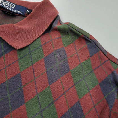【現状渡し品】【メンズ】 Polo by Ralph Lauren ポロバイラルフローレン ARGYLE POLO LS SHIRT アーガイル ポロ ロングスリーブ シャツ USA製 長袖 トップス 146-260412-as-03-izu サイズ：M カラー：マルチカラー 万代Net店