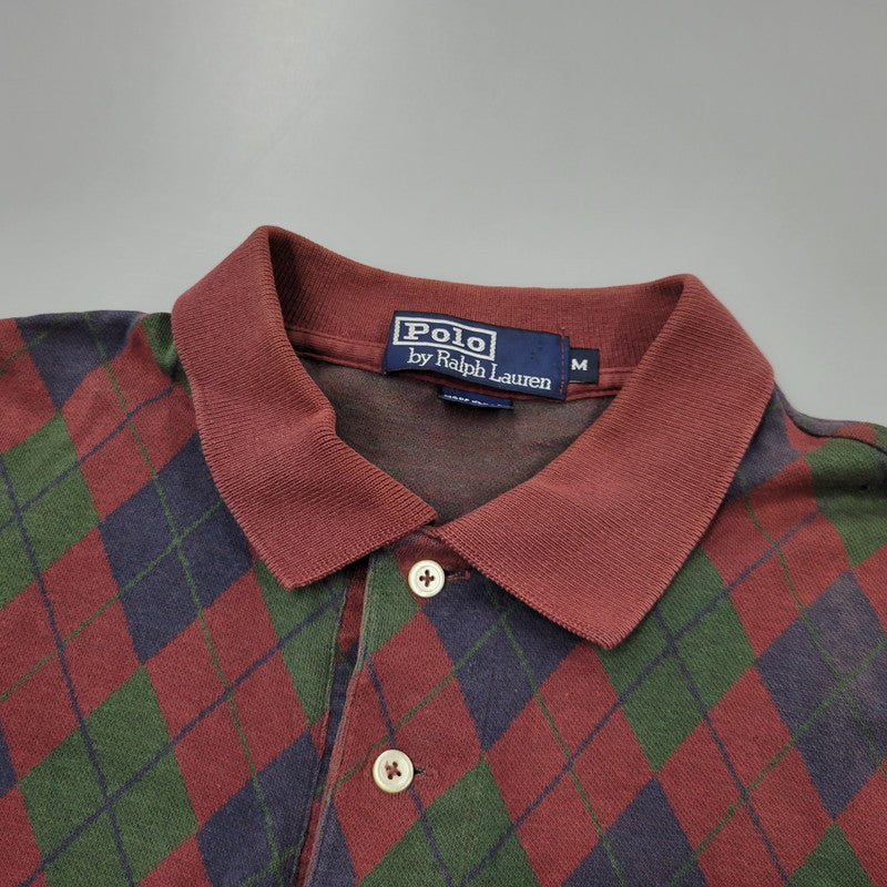 【現状渡し品】【メンズ】 Polo by Ralph Lauren ポロバイラルフローレン ARGYLE POLO LS SHIRT アーガイル ポロ ロングスリーブ シャツ USA製 長袖 トップス 146-260412-as-03-izu サイズ：M カラー：マルチカラー 万代Net店