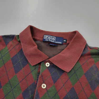 【現状渡し品】【メンズ】 Polo by Ralph Lauren ポロバイラルフローレン ARGYLE POLO LS SHIRT アーガイル ポロ ロングスリーブ シャツ USA製 長袖 トップス 146-260412-as-03-izu サイズ：M カラー：マルチカラー 万代Net店
