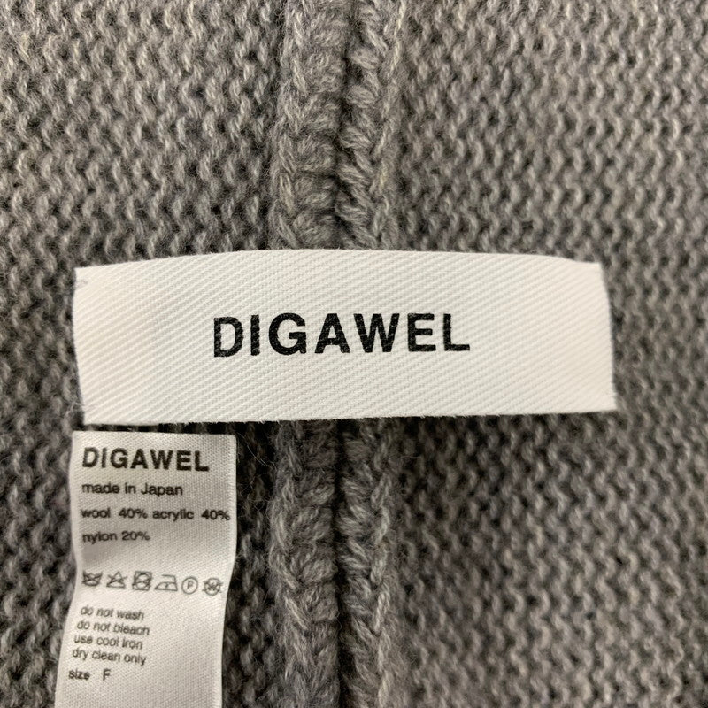 【中古品】【メンズ】 DIGAWEL ディガウェル WOOL DRAPE KNIT CARDIGA ウール ドレープ ニット カーディガン 140-260712-as-06-izu サイズ：F カラー：グレー 万代Net店