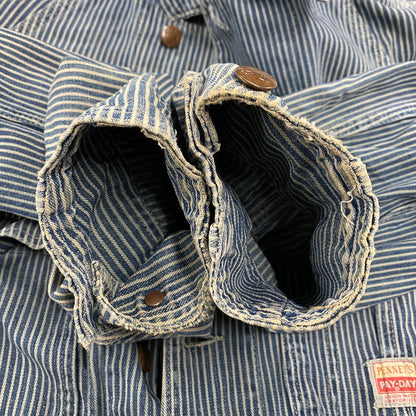 【中古品】【メンズ】 PENNY'S ペニーズ PAY DAY HICKORY STRIPE COVERALL ペイデイ ヒッコリー ストライプ カバーオール アウター 146-260414-kh-08-izu カラー：ネイビー 万代Net店
