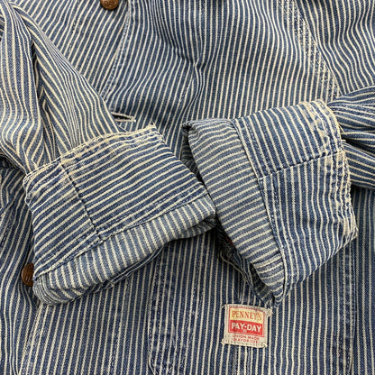 【中古品】【メンズ】 PENNY'S ペニーズ PAY DAY HICKORY STRIPE COVERALL ペイデイ ヒッコリー ストライプ カバーオール アウター 146-260414-kh-08-izu カラー：ネイビー 万代Net店