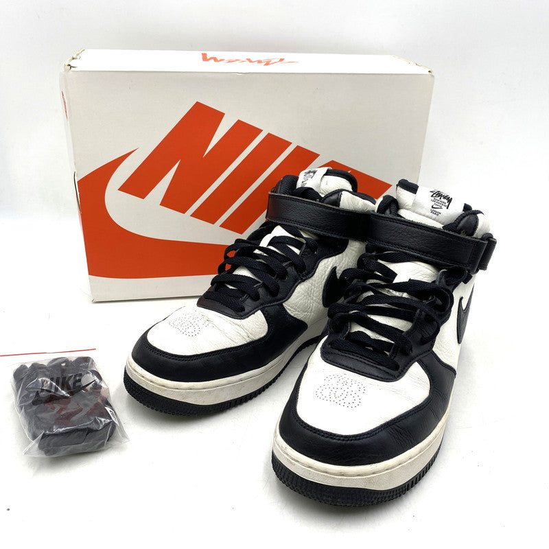 【中古品】【メンズ】 NIKE ナイキ × STUSSY ステューシー DJ7840-002 AIR FORCE エアフォース 1 MID ミッド スニーカー シューズ 靴 160-260413-ya-13-izu サイズ：27.5cm カラー：BLACK/BLAK-WHITE 万代Net店