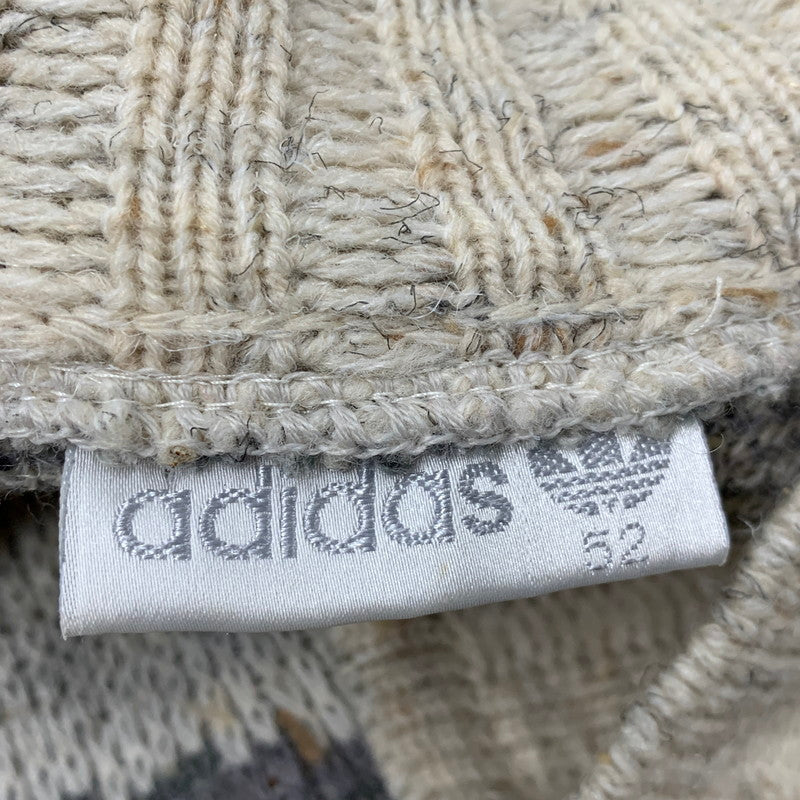 【中古品】【メンズ】 OLD ADIDAS オールド アディダス 90S 万国旗タグ 幾何学模様 SHAWL COLLAR KNIT ショール カラー ニット トップス 長袖 146-260731-cs-22-izu サイズ：52 カラー：ベージュ×グレー 万代Net店