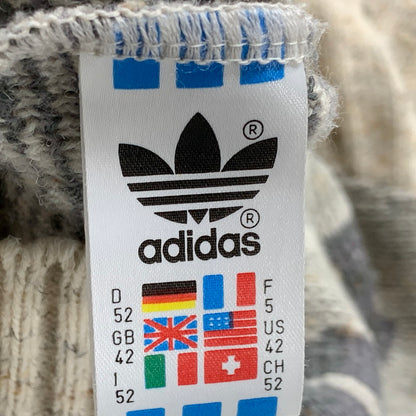 【中古品】【メンズ】 OLD ADIDAS オールド アディダス 90S 万国旗タグ 幾何学模様 SHAWL COLLAR KNIT ショール カラー ニット トップス 長袖 146-260731-cs-22-izu サイズ：52 カラー：ベージュ×グレー 万代Net店