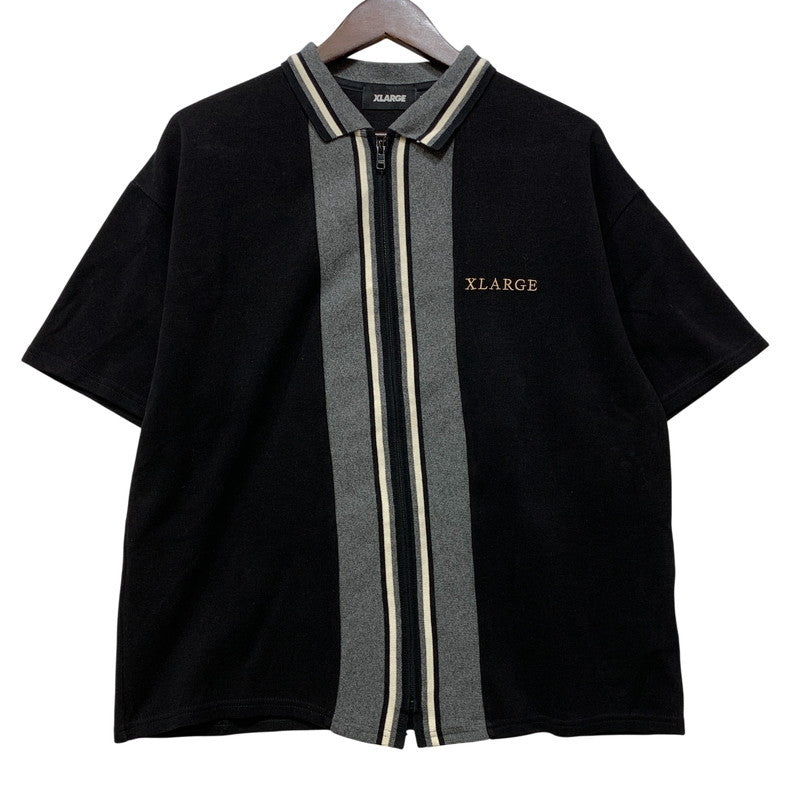 【中古品】【メンズ】 XLARGE エクストララージ 101232014007 KNIT ZIP UP SHIRT ニット ジップ アップ シャツ トップス 半袖 142-260730-cs-16-izu サイズ：S カラー：ブラック 万代Net店