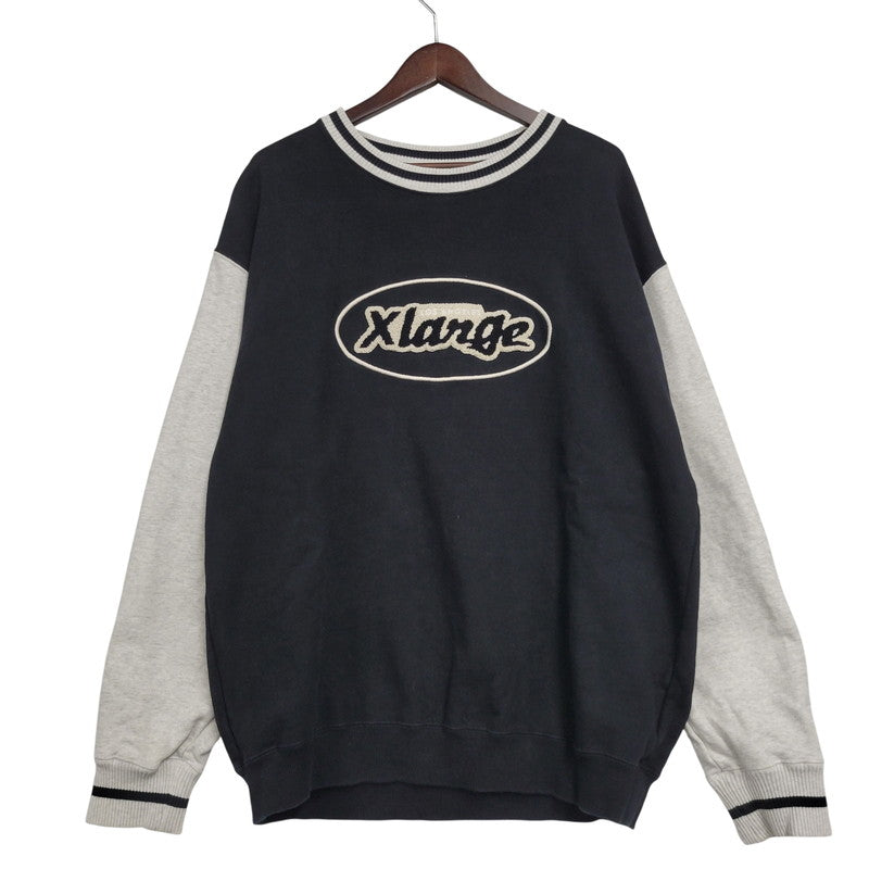【中古品】【メンズ】 XLARGE エクストララージ 101233012025 RETRO CREWNECK SWEAT レトロ クルーネック スウェット トップス 142-260605-kh-12-izu サイズ：L カラー：ブラック×ホワイト 万代Net店