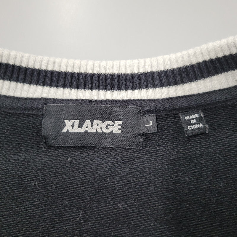 【中古品】【メンズ】 XLARGE エクストララージ 101233012025 RETRO CREWNECK SWEAT レトロ クルーネック スウェット トップス 142-260605-kh-12-izu サイズ：L カラー：ブラック×ホワイト 万代Net店