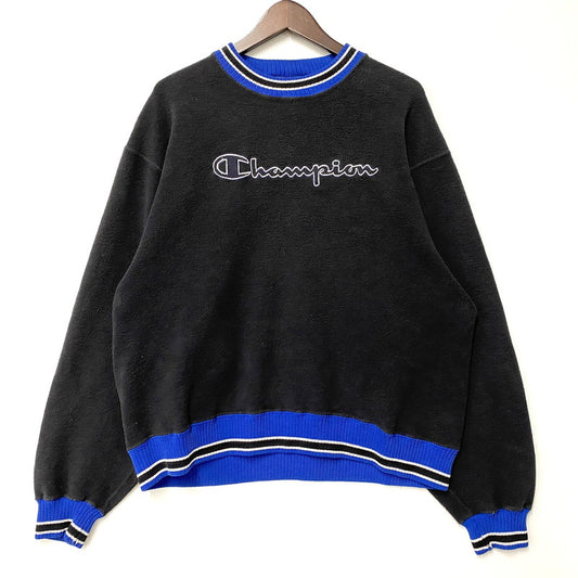 【中古品】【メンズ】 OLD CHAMPION オールド チャンピオン メキシコ製 RIB LINE SWEATSHIRT リブ ライン スウェットシャツ トップス 146-260417-kh-07-izu サイズ：M カラー：ブラック系×ブルー 万代Net店