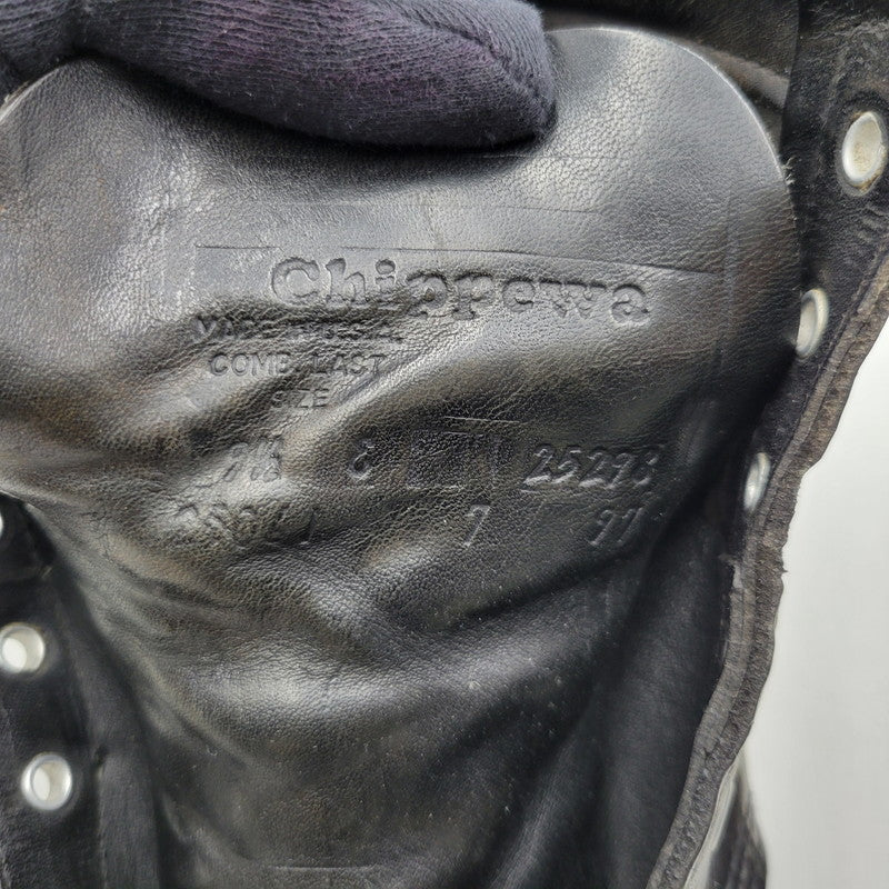 【現状渡し品】【メンズ】 Chippewa チペワ 25061 刺繍白タグ USA製 6INCH MOC BOOTS RETRO 6インチ モック ブーツ レトロ 靴 164-260416-kh-15-izu サイズ：9 1/2 カラー：ブラック 万代Net店