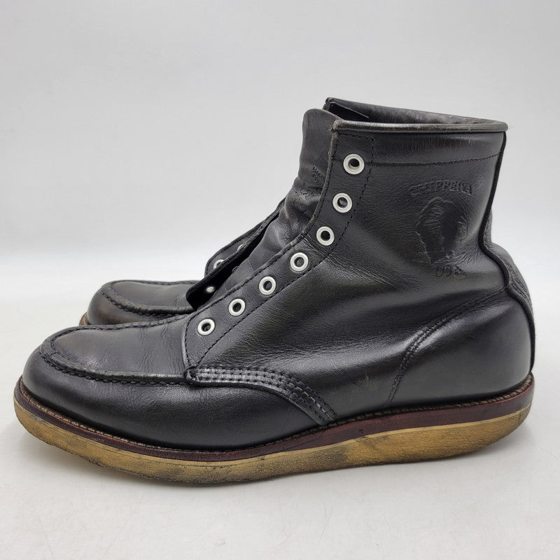 【現状渡し品】【メンズ】 Chippewa チペワ 25061 刺繍白タグ USA製 6INCH MOC BOOTS RETRO 6インチ モック ブーツ レトロ 靴 164-260416-kh-15-izu サイズ：9 1/2 カラー：ブラック 万代Net店