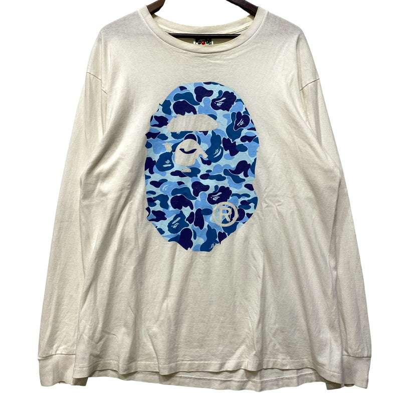 【中古品】【メンズ】 A BATHING APE アベイシングエイプ 001LTL301015M CAMO BIG APE HEAD LS TEE カモ ビッグ エイプ ヘッド ロングスリーブ Tシャツ トップス 長袖 142-260712-ya-13-izu サイズ：XL カラー：ホワイト 万代Net店