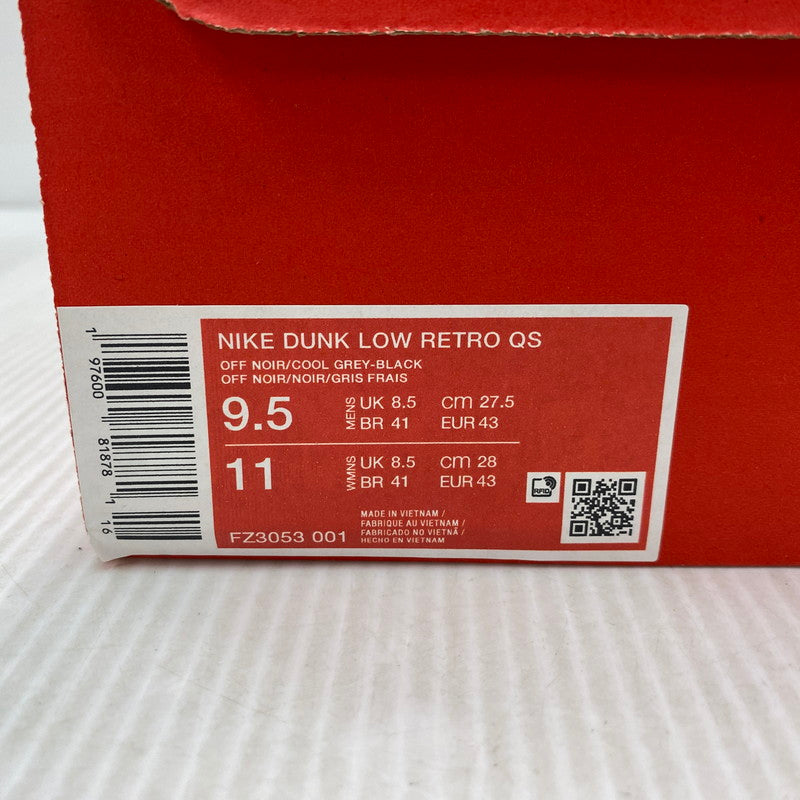 【中古品】【メンズ】 NIKE ナイキ DUNK LOW RETRO QS FZ3053-001 ダンク ロー レトロ QS スニーカー シューズ 靴 160-260416-as-02-izu サイズ：27.5cm カラー：OFF NOIR/COOL GREY-BLACK 万代Net店