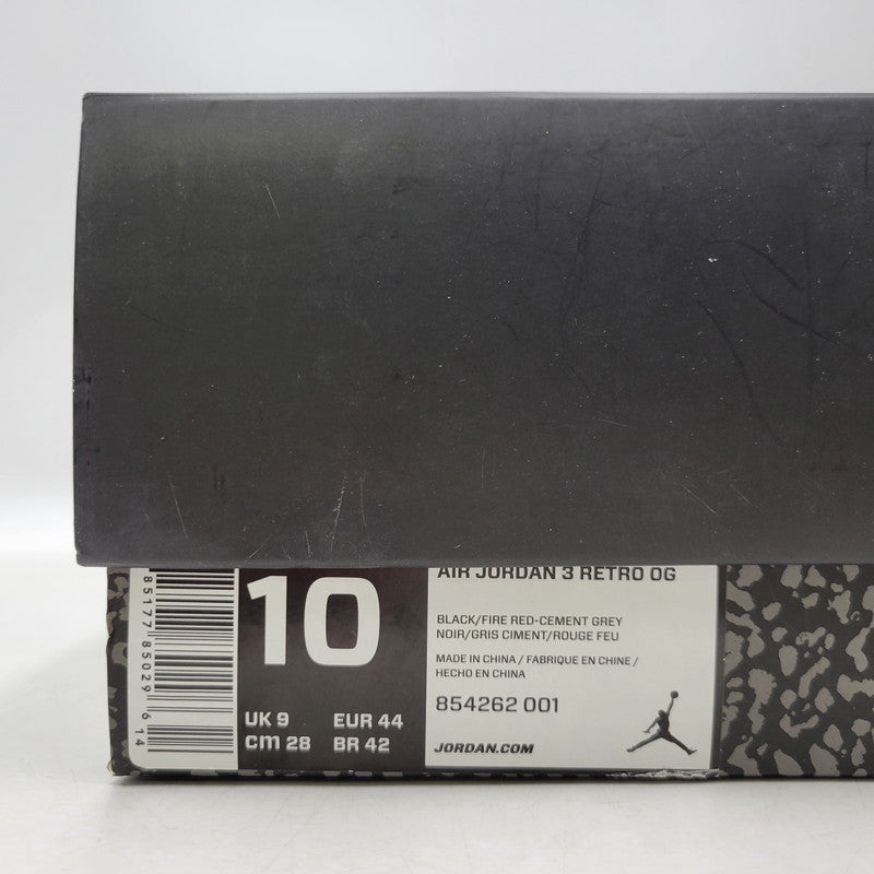 【中古品】【メンズ】 AIR JORDAN 3 RETRO OG 854262-001 エア ジョーダン 3 レトロ OG スニーカー シューズ 靴 160-260417-as-09-izu サイズ：28cm カラー：BLACK/FIRE RED-CEMENT GREY 万代Net店