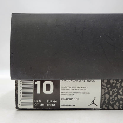 【中古品】【メンズ】 AIR JORDAN 3 RETRO OG 854262-001 エア ジョーダン 3 レトロ OG スニーカー シューズ 靴 160-260417-as-09-izu サイズ：28cm カラー：BLACK/FIRE RED-CEMENT GREY 万代Net店