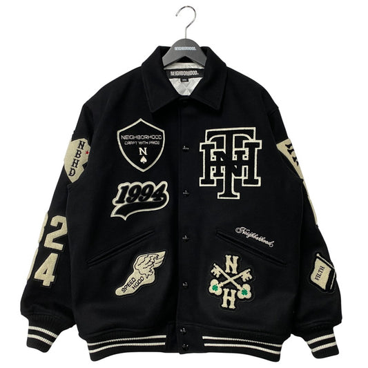 【中古品】【メンズ】 NEIGHBORHOOD ネイバーフッド 252SZNH-JKM03S STADIUM JACKET スタジアムジャケット スタジャン アウター 142-260417-kh-06-izu サイズ：L カラー：ブラック×ホワイト 万代Net店