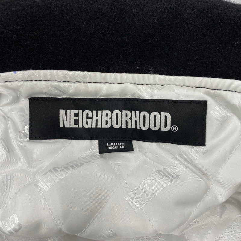 【中古品】【メンズ】 NEIGHBORHOOD ネイバーフッド 252SZNH-JKM03S STADIUM JACKET スタジアムジャケット スタジャン アウター 142-260417-kh-06-izu サイズ：L カラー：ブラック×ホワイト 万代Net店