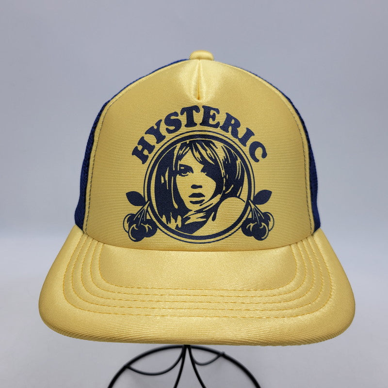【中古品】【メンズ/レディース】 HYSTERIC GLAMOUR ヒステリックグラマー 01261QH03 グロッシーメッシュキャップ 帽子 185-260420-as-10-izu サイズ：F カラー：イエロー×ネイビー 万代Net店