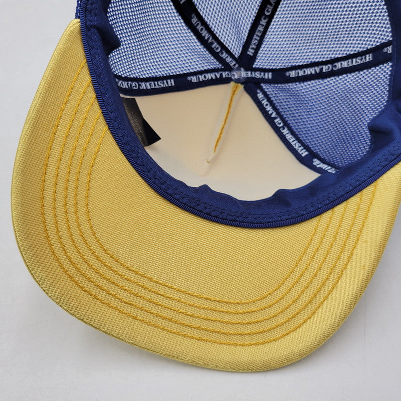 【中古品】【メンズ/レディース】 HYSTERIC GLAMOUR ヒステリックグラマー 01261QH03 グロッシーメッシュキャップ 帽子 185-260420-as-10-izu サイズ：F カラー：イエロー×ネイビー 万代Net店