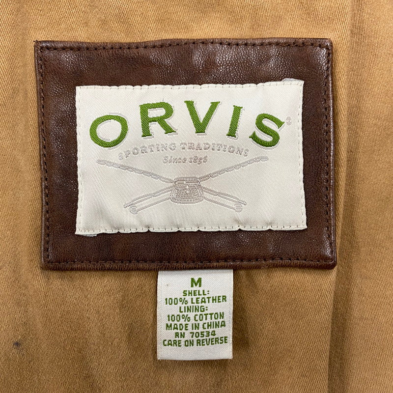 【中古品】【メンズ】 ORVIS オービス 90’S LEATHER VEST レザー ベスト アウター 146-260418-cs-05-izu サイズ：M カラー：ブラウン 万代Net店