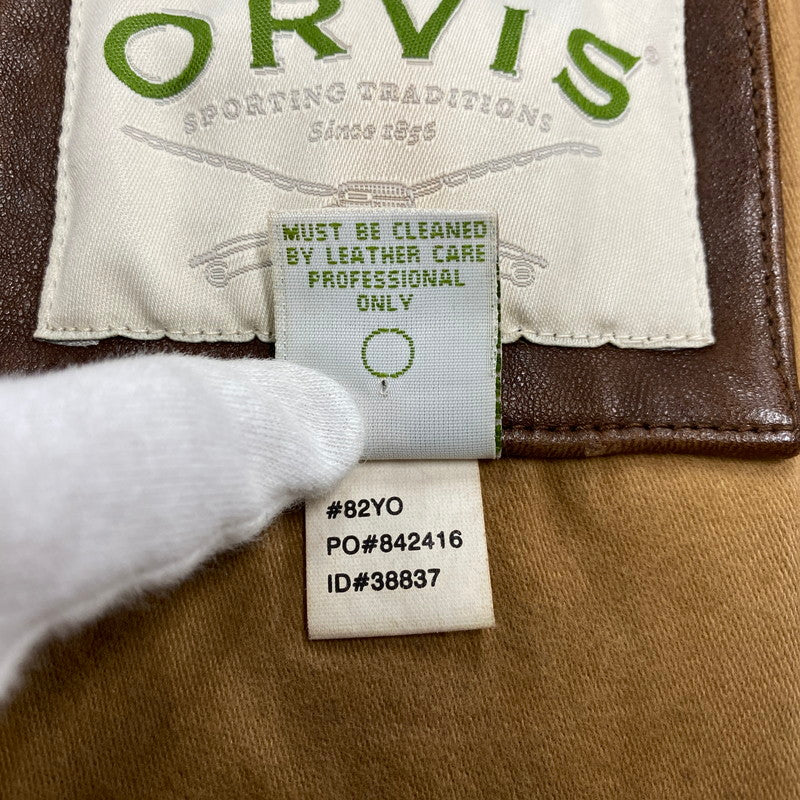 【中古品】【メンズ】 ORVIS オービス 90’S LEATHER VEST レザー ベスト アウター 146-260418-cs-05-izu サイズ：M カラー：ブラウン 万代Net店