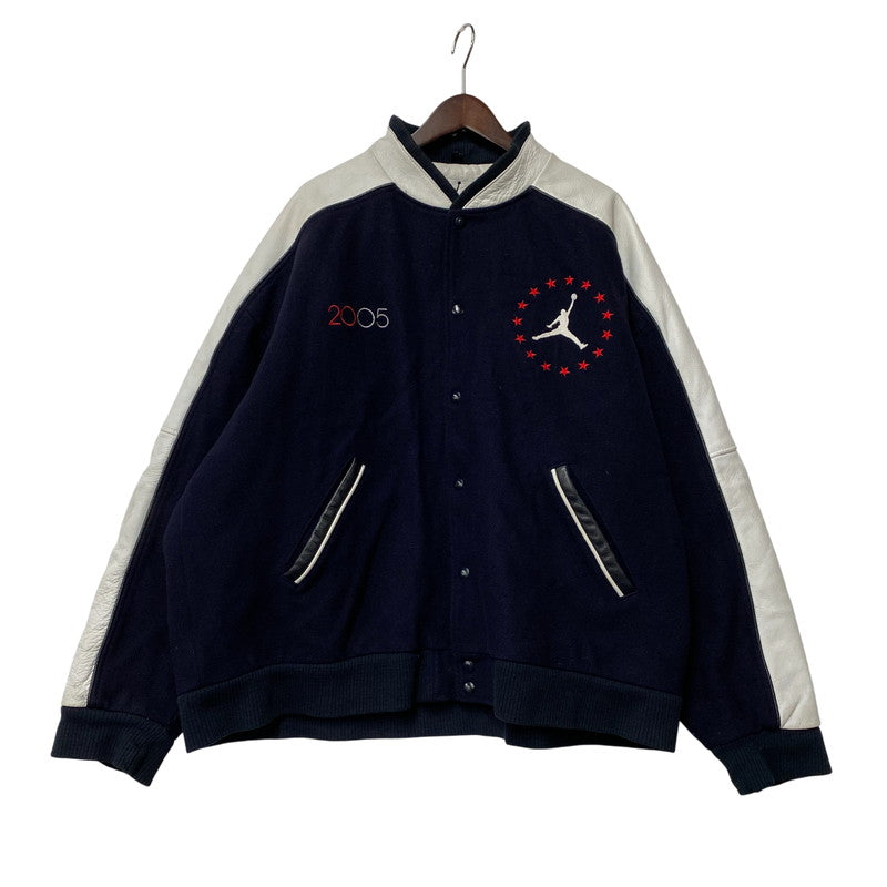 【中古品】【メンズ】 JORDAN BRAND ジョーダン ブランド 20周年モデル 2005 LIMITED EDITION WOOL×LEATHER STADIUM JACKET リミテッド エディション ウール レザー スタジアム ジャケット アウター 146-260418-cs-07-izu サイズ：XXL カラー：ネイビー×ホワイト 万代Net店