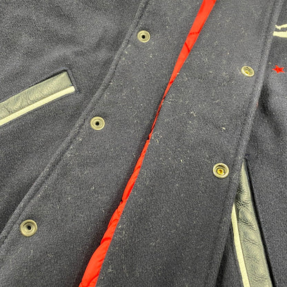 【中古品】【メンズ】 JORDAN BRAND ジョーダン ブランド 20周年モデル 2005 LIMITED EDITION WOOL×LEATHER STADIUM JACKET リミテッド エディション ウール レザー スタジアム ジャケット アウター 146-260418-cs-07-izu サイズ：XXL カラー：ネイビー×ホワイト 万代Net店