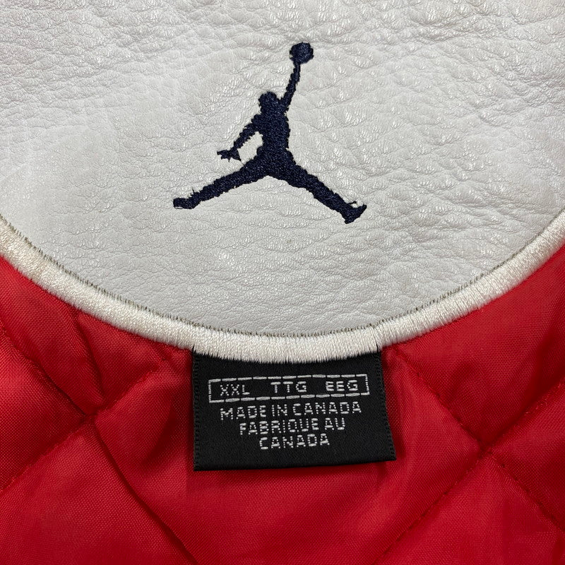 【中古品】【メンズ】 JORDAN BRAND ジョーダン ブランド 20周年モデル 2005 LIMITED EDITION WOOL×LEATHER STADIUM JACKET リミテッド エディション ウール レザー スタジアム ジャケット アウター 146-260418-cs-07-izu サイズ：XXL カラー：ネイビー×ホワイト 万代Net店