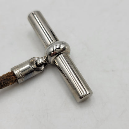 【中古品】【メンズ/レディース】 HERMES エルメス 金具SV グレナン チョーカー ネックレス アクセサリー 182-260419-as-06-izu カラー：シルバー×ブラウン 万代Net店