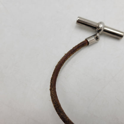 【中古品】【メンズ/レディース】 HERMES エルメス 金具SV グレナン チョーカー ネックレス アクセサリー 182-260419-as-06-izu カラー：シルバー×ブラウン 万代Net店