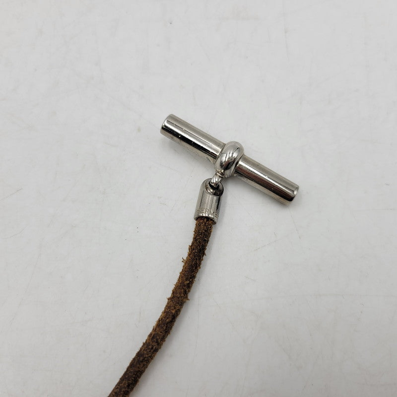 【中古品】【メンズ/レディース】 HERMES エルメス 金具SV グレナン チョーカー ネックレス アクセサリー 182-260419-as-06-izu カラー：シルバー×ブラウン 万代Net店
