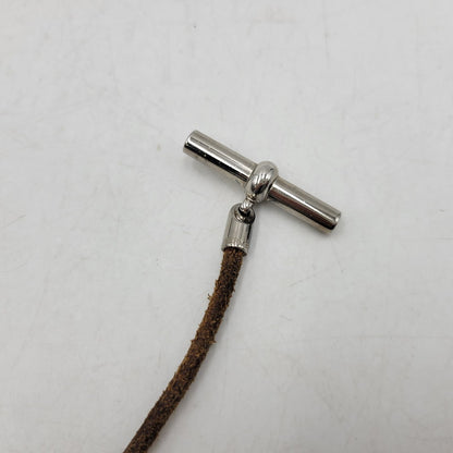 【中古品】【メンズ/レディース】 HERMES エルメス 金具SV グレナン チョーカー ネックレス アクセサリー 182-260419-as-06-izu カラー：シルバー×ブラウン 万代Net店