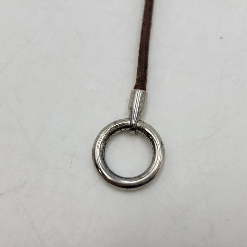 【中古品】【メンズ/レディース】 HERMES エルメス 金具SV グレナン チョーカー ネックレス アクセサリー 182-260419-as-06-izu カラー：シルバー×ブラウン 万代Net店
